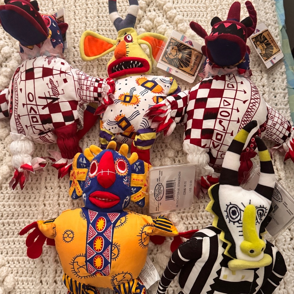 Disney 5 Plush Characters from The Lion King Musical NWT